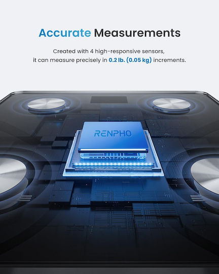 Renpho Smart Ζυγαριά 180kg με Bluetooth Μαύρη