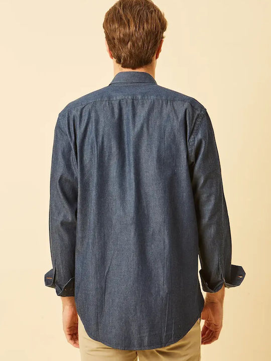 Long Sleeve Denim Shirt Blue