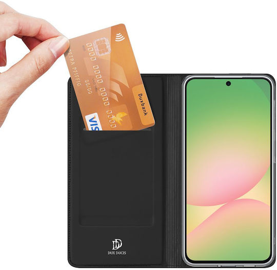Dux Ducis Skin Book Калъф от Изкуствена Кожа / Силикон Черен Galaxy A57
