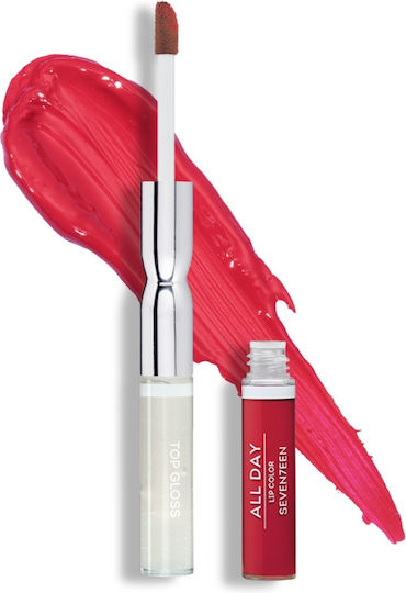 Seventeen All Day Lip Color & Top Gloss Υγρό Κραγιόν Metallic 07 Gloss Red 10ml