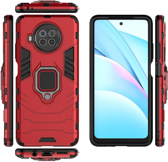 Forcell Xiaomi Mi 10T Lite Husă Rigidă Shockproof Magnetică cu Inel Suport Roșie