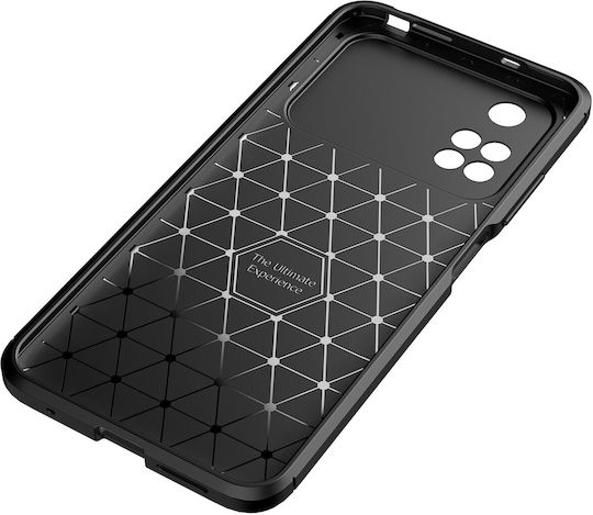 Forcell 4g Carbon Fiber Texture Back Cover Σιλικόνης / Tempered Glass Μαύρο (Poco M4 Pro)