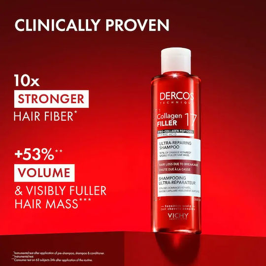 Vichy Dercos Collagen Filler Deep Repair Shampoo Against Hair Breakage 17 Volume Ml 400