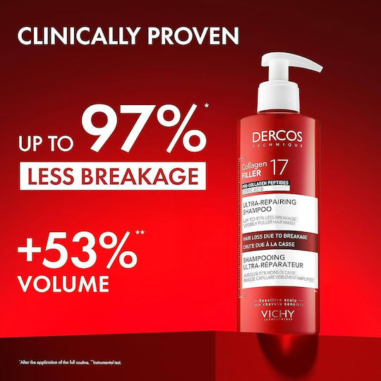 Vichy Dercos Collagen Filler Deep Repair Shampoo Against Hair Breakage 17 Volume Ml 400
