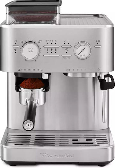 Kitchenaid Еспресо Кафемашина 1450W Налягане 15bar с Мелачка Неръждаема Стомана 5KES6551ESX