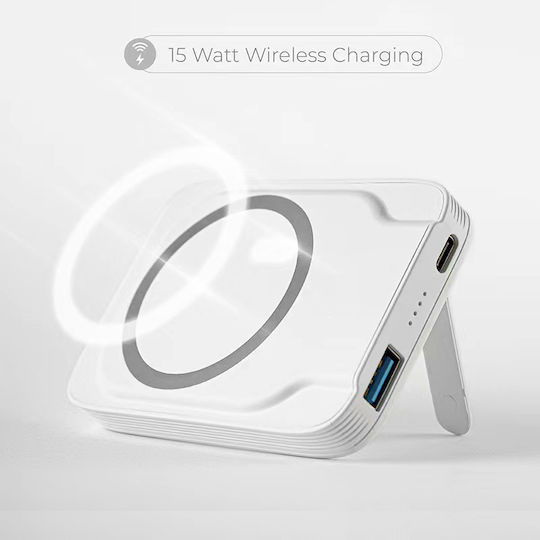 ET-W1P MagSafe Power Bank 10000mAh 15W With USB-A Output Port And 2 USB-C Output Ports White