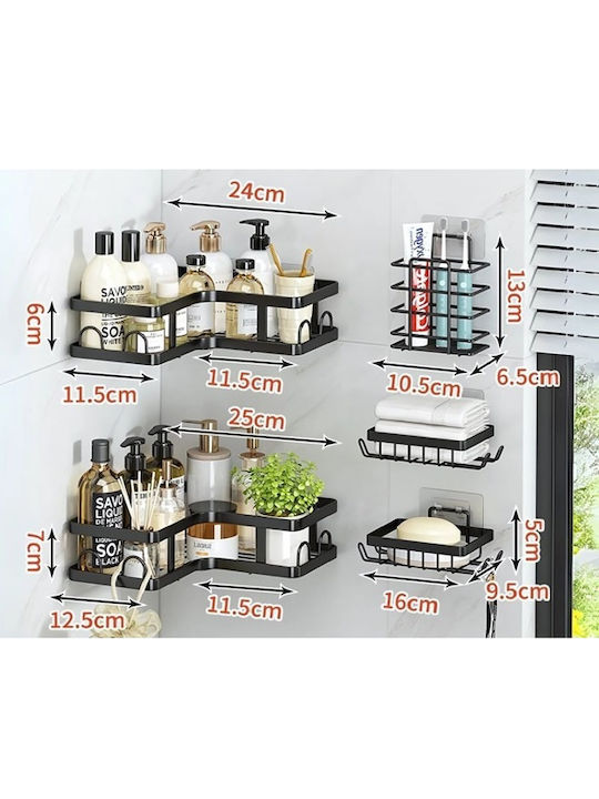 Corner Wall Mounted Bathroom Shelf Metallic Black