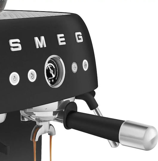Smeg Automatische Espressomaschine 1650W Druck 20bar für Cappuccino mit Mahlwerk Schwarz EGF03BLMEU