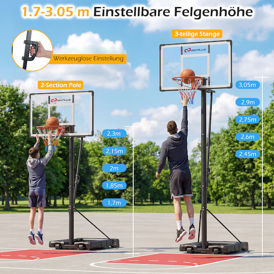 Costway Basketball Hoop with Stand and Adjustable Height 170-305 cm