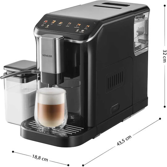 Sencor Automatic Espresso Machine 1350W 20bar Pressure for Cappuccino with Grinder Green SES 8100BK