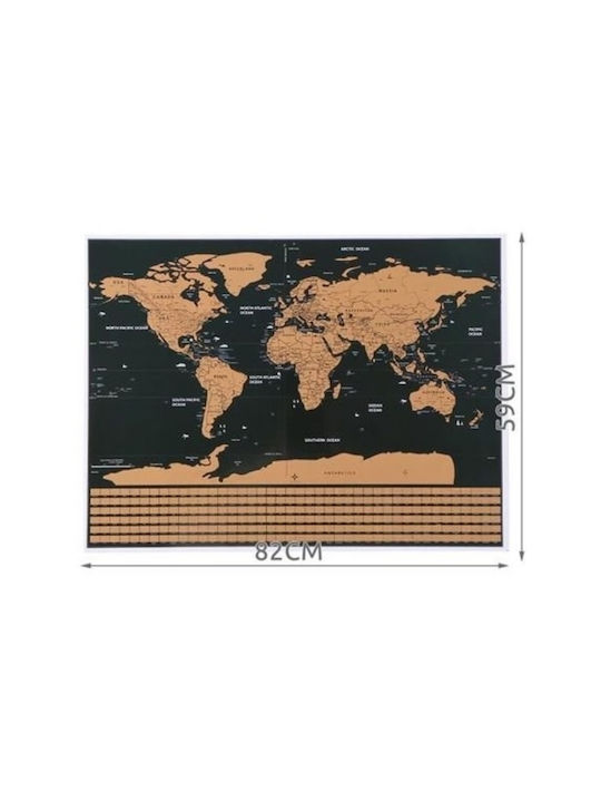 Scratch-off Weltkarte Zubehör 82 X 59 Cm Schwarzes