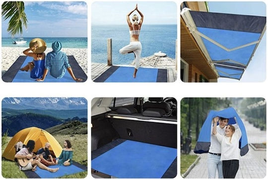 Pătură De Plajă Picnic Xxl 208 X 208 Cm Albastru Gri