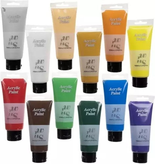 Σετ Νερομπογιές Πολύχρωμες 100ml 12τμχ
