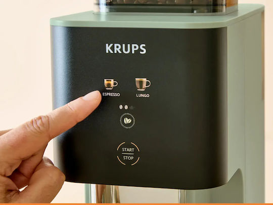 Krups Автоматична Еспресо Кафемашина 1450W Налягане 15bar с Мелачка Зелена 1404310