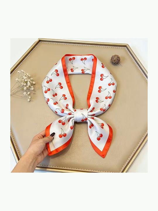 By Queen Playful & Feminine Σατέν Μαντήλι Cherry Print