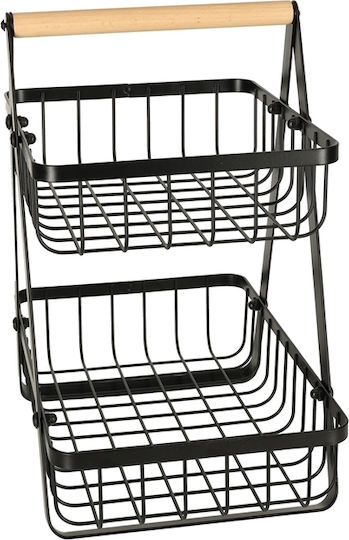 Fructieră Metalică 2 Nivele Neagră 27x17x29.5cm