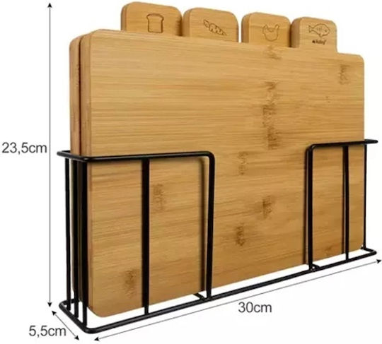 Set Tocătoare De Bucătărie Pentru Pâine Din Bambus Bej 28x20cm 4 Bucăți