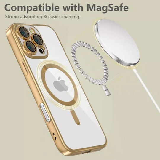 Tech Protect Iphone 16 Pro Max Magsafe Silicone Frame Transparent Gold Case