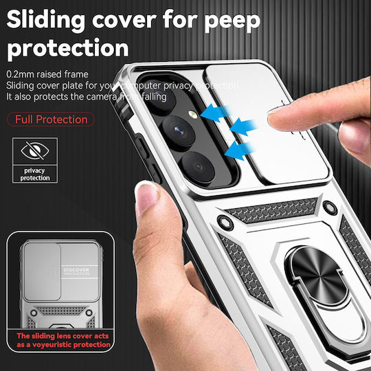 Forcell Samsung Galaxy A55 5g A35 5g Sliding Camshield Holder Θήκη Σκληρή Silver