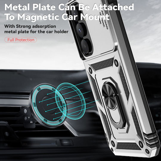 Forcell Samsung Galaxy A55 5g A35 5g Sliding Camshield Holder Θήκη Σκληρή Silver