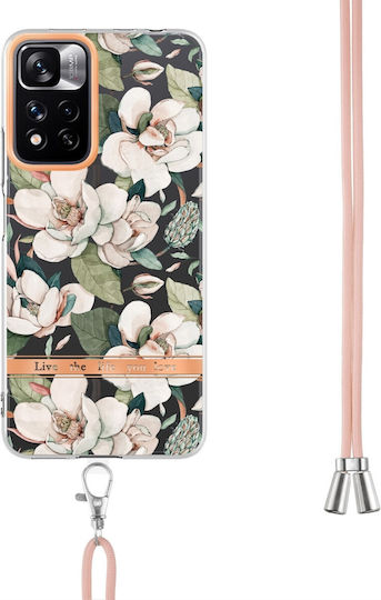 Forcell Xiaomi Redmi Note 11 Pro+ 5G Silicone Lanyard Case Neck Strap Green Gardenia