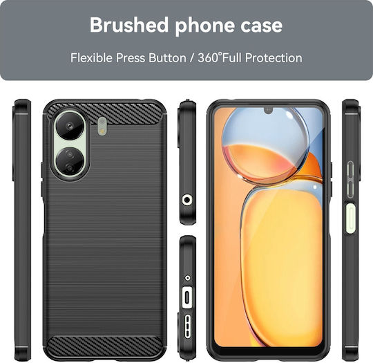 Forcell Xiaomi Poco C65 Xiaomi Redmi 13C 4G Carbon Fiber Silicone Case Black