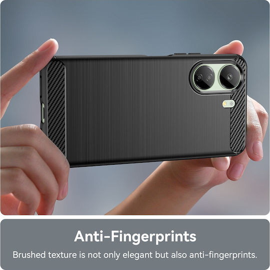 Forcell Xiaomi Poco C65 Xiaomi Redmi 13C 4G Carbon Fiber Silicone Case Black