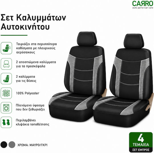 Auto Gs Vordersitzbezüge 4Stück Polyester Super Sport All in One Schwarz / Gray