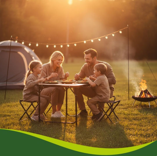 Campingmöbel Tischset aus Aluminium für Camping zusammenklappbar in Campingmöbel Koffer 36x27x33,5cm Braune