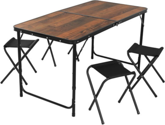 Campingmöbel Tischset aus Aluminium für Camping zusammenklappbar in Campingmöbel Koffer 36x27x33,5cm Braune