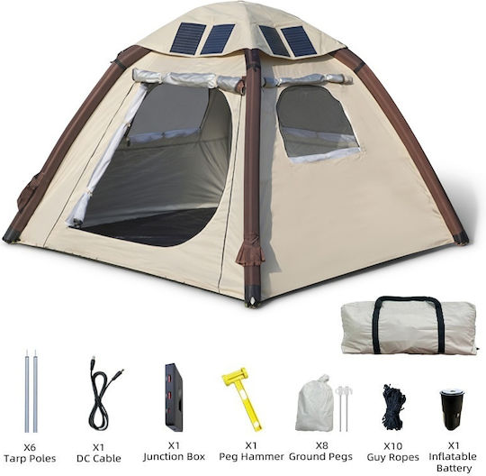 Αυτόματη Σκηνή Camping Igloo Μπεζ 3 Εποχών για 3 Άτομα 200x200x140εκ.