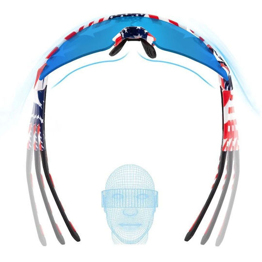 Rockbros Cycling Glasses with Blue Frame & Polarized Lenses
