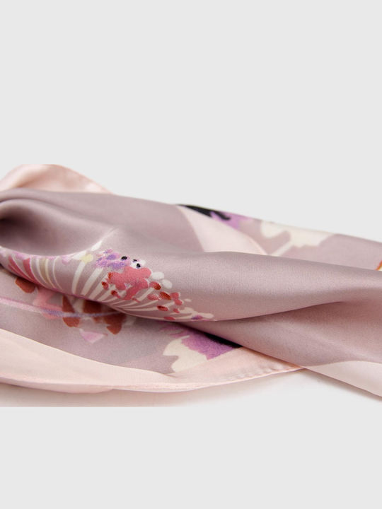 By Queen Σατέν Μαντήλι Elegant & Artistic Floral Σχέδιο