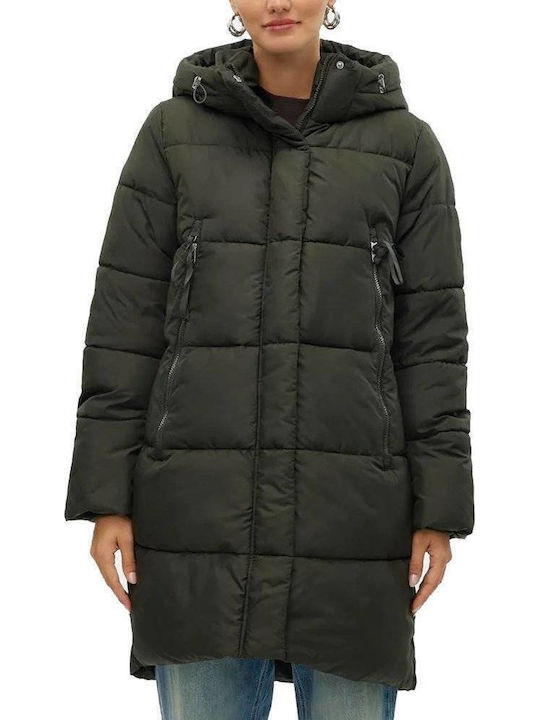 Nova Lang Damen Puffer Jacke Winddicht für Winter Green