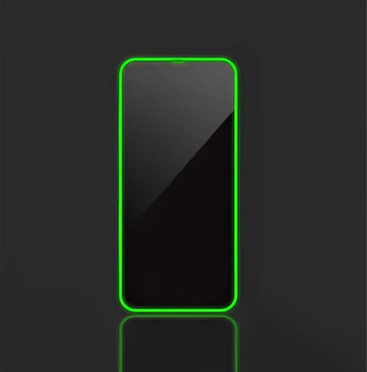 Folie Protectie Ecran Tempered Glass Apple iPhone 15 Pro Flippy Luminous Neon Fosforescent Margine Din Silicon Mat Anti-Amprente Protectie Completa 9h Verde