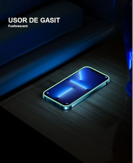 Folie Protectie Telefon Tempered Glass Apple iPhone 15 Pro Flippy Luminous Neon Fosforescent Silicon Margine Mat Anti-Amprente Protectie Completa 9h Mov