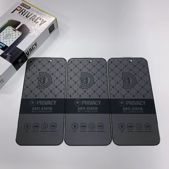 Gehärtetes Glas Displayschutzfolie Apple iPhone 15 Plus Flippy Datenschutz Diamant Hd Sichtbarkeit Vollständiger 9d Schutz Antistatisch Esd Datenschutzschutz Schwarz