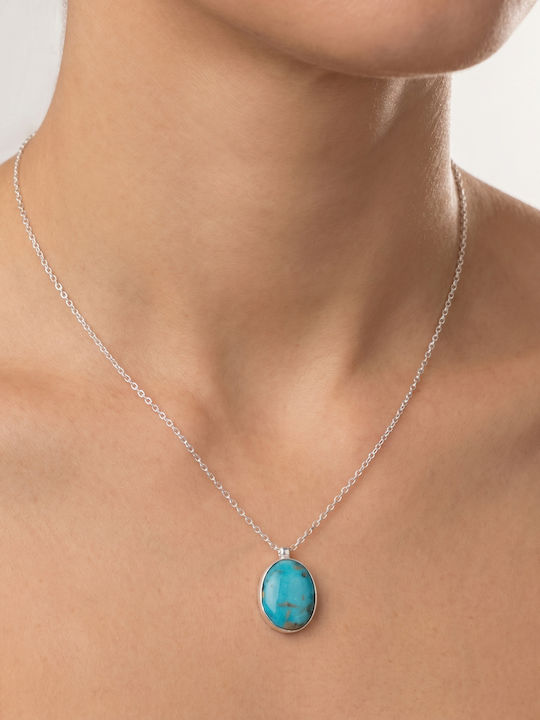 Kiriakos Gofas Silver Turquoise Necklace