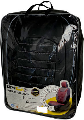 3D Leather Car Seat Covers Streetech Palermo Black Grey Stitching
