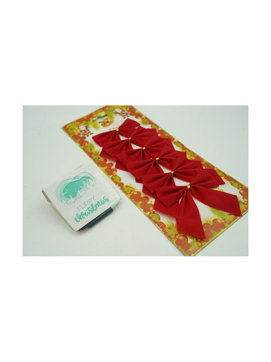 Set 6 Classic Red Bows Christmas Tree 7 X 8 Cm Polyester Alista Home
