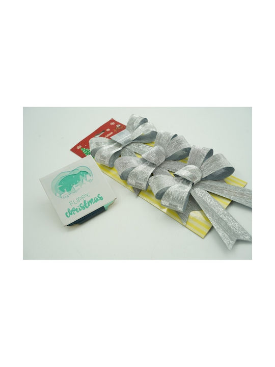 Set 3 Silver Bows Christmas Tree 10 X 11 Cm Polyester Alista Home
