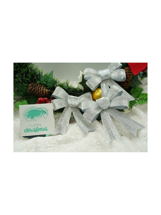 Set 3 Silver Bows Christmas Tree 10 X 11 Cm Polyester Alista Home