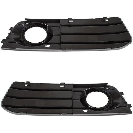 Audi A4 07-11 Halogens Grille Grille In Bumper 3 Beams Black Frame Left + Right 2 Pcs Set