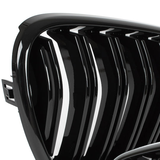 Bmw X3 F25 11-14 Grille Between Headlights Kidneys Left + Right Set Black Glossy Double Bar