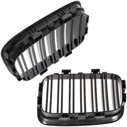 BMW 3 E36 91-96 Gitter Zwischen Scheinwerfern Nieren Links + Rechts Set Schwarz Glänzend Doppelstange
