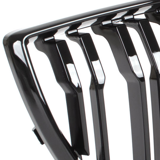 Bmw 1 E81 E82 E87 E88 04-07 Grille Between Headlights Kidneys Left + Right Set Black Glossy Double Bar