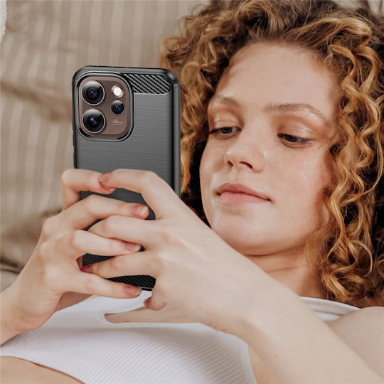 Husă Subțire Din Silicon Oppo Reno15 Pro Max Textură Din Fibră De Carbon Set Autocolant Silicon Negru