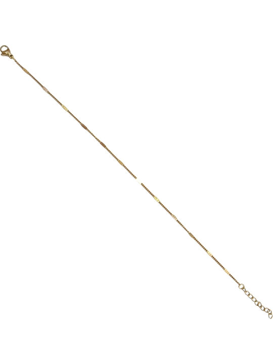 Kalliopi Silver Gold Plated Steel Anklet Chain 20cm HBM-5001