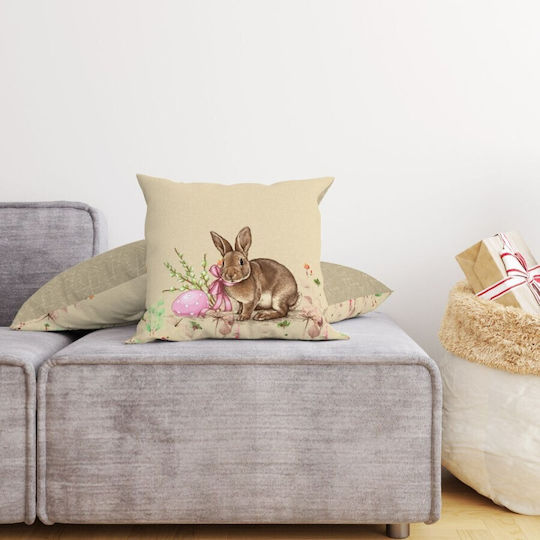 Osterdekorationen & Ornamente Dekoratives Kopfkissenbezug 45x45 Cm 100% Baumwolle Maddi Bunny Pink Schleife