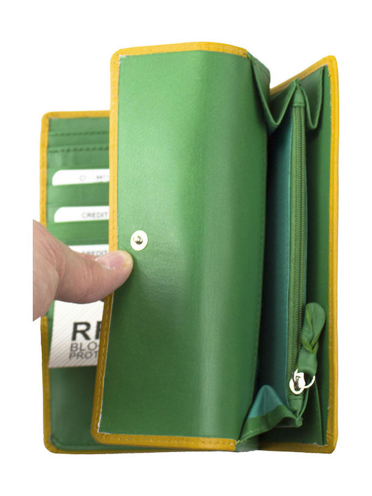 Μεγάλο Δερμάτινο Γυναικείο Πορτοφόλι με RFID Κίτρινο